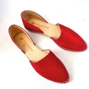 MACARENA Spain Carmen Red Suede Espadrille Flat Size 40 us 9.5 NWOB